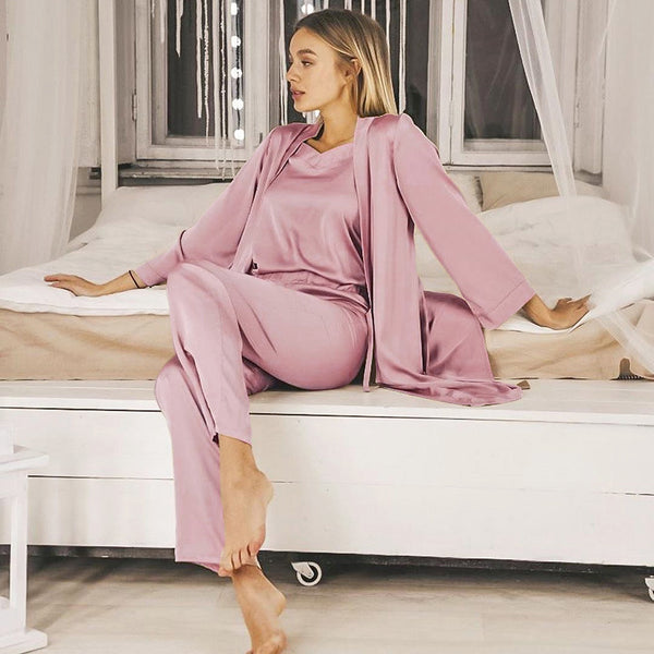 Satin Pink Simple Pajamas