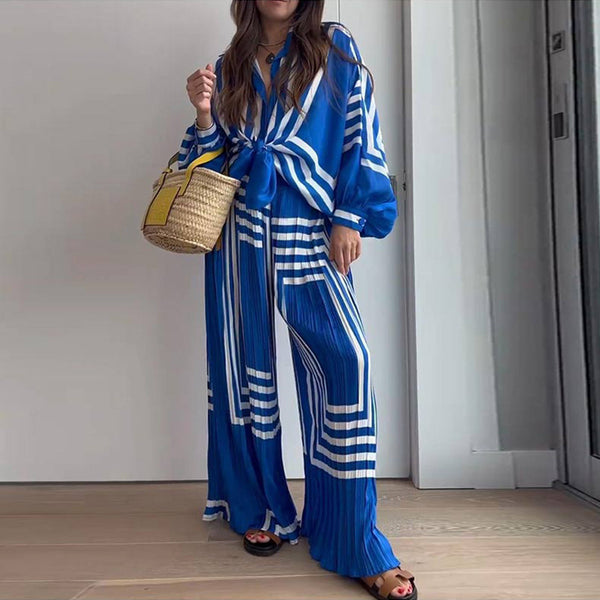 Long Sleeve Cardigan Straight-leg Pants Two Pieces